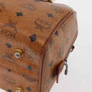 MCM Logogram Vicetos Hand Bag PVC Leather Brown Gold Auth BA8791-16