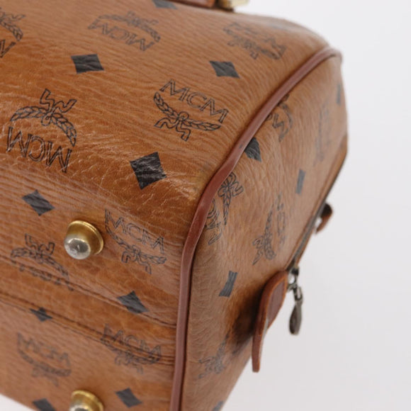 MCM Logogram Vicetos Hand Bag PVC Leather Brown Gold Auth BA8791