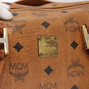 MCM Logogram Vicetos Hand Bag PVC Leather Brown Gold Auth BA8791-12