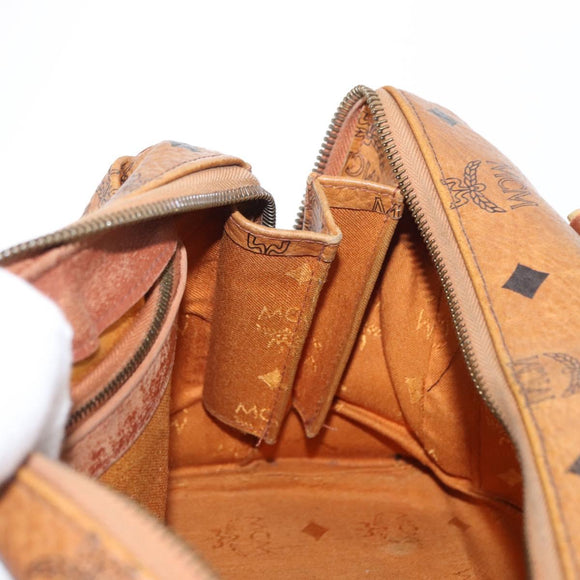 MCM Logogram Vicetos Hand Bag PVC Leather Brown Gold Auth BA8791