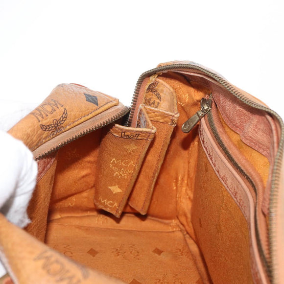 MCM Logogram Vicetos Hand Bag PVC Leather Brown Gold Auth BA8791