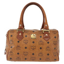 MCM Logogram Vicetos Hand Bag PVC Leather Brown Gold Auth BA8791-13