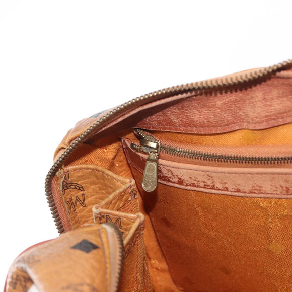 MCM Logogram Vicetos Hand Bag PVC Leather Brown Gold Auth BA8791