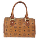 MCM Logogram Vicetos Hand Bag PVC Leather Brown Gold Auth BA8791-2