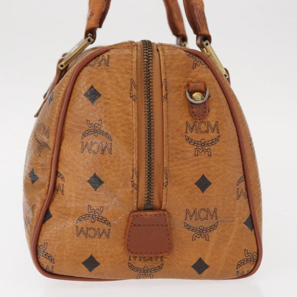 MCM Logogram Vicetos Hand Bag PVC Leather Brown Gold Auth BA8791