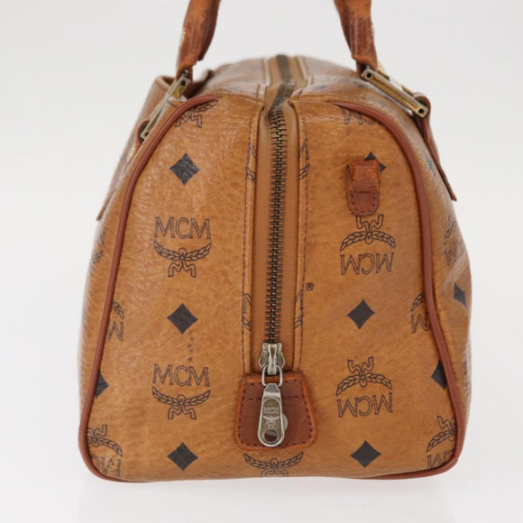 MCM Logogram Vicetos Hand Bag PVC Leather Brown Gold Auth BA8791