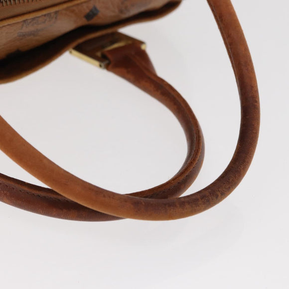MCM Logogram Vicetos Hand Bag PVC Leather Brown Gold Auth BA8791