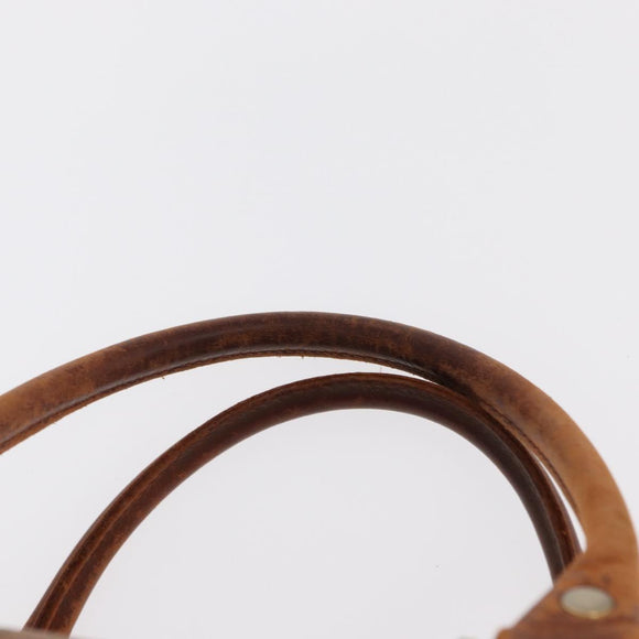 MCM Logogram Vicetos Hand Bag PVC Leather Brown Gold Auth BA8791