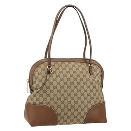 GUCCI GG Canvas Tote Bag Beige Gold 323673 Auth BA8793