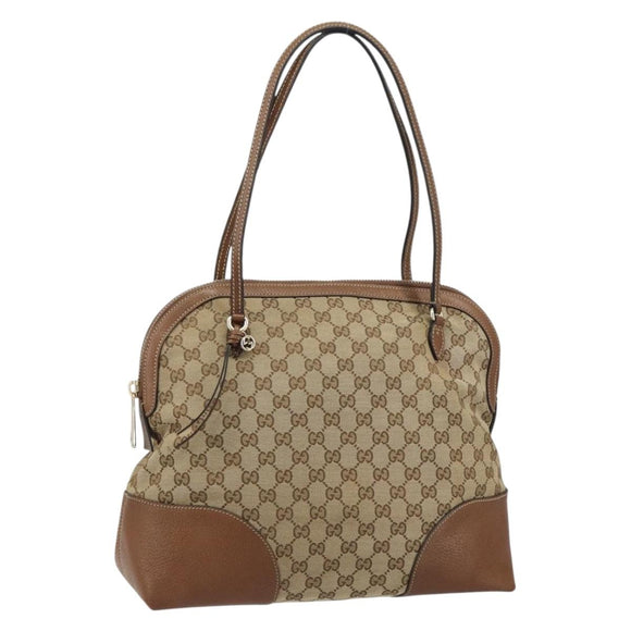 GUCCI GG Canvas Tote Bag Beige Gold 323673 Auth BA8793
