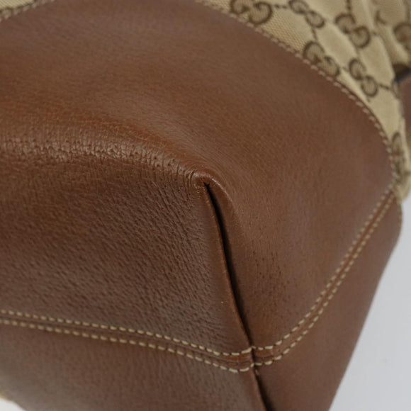 GUCCI GG Canvas Tote Bag Beige Gold 323673 Auth BA8793