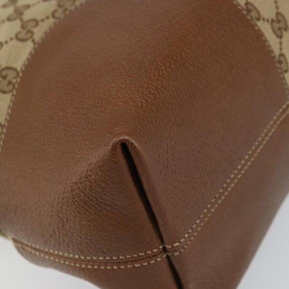 GUCCI GG Canvas Tote Bag Beige Gold 323673 Auth BA8793