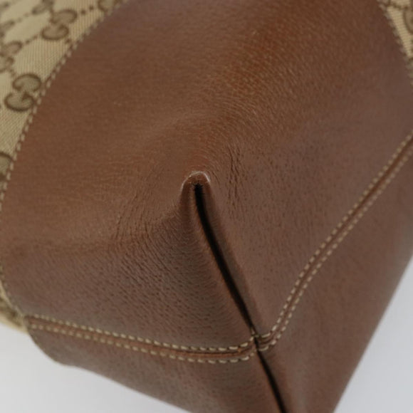 GUCCI GG Canvas Tote Bag Beige Gold 323673 Auth BA8793