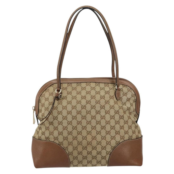 GUCCI GG Canvas Tote Bag Beige Gold 323673 Auth BA8793