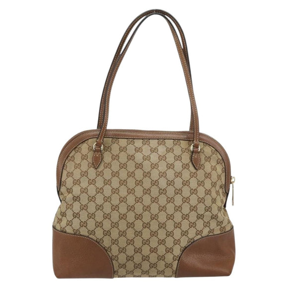 GUCCI GG Canvas Tote Bag Beige Gold 323673 Auth BA8793