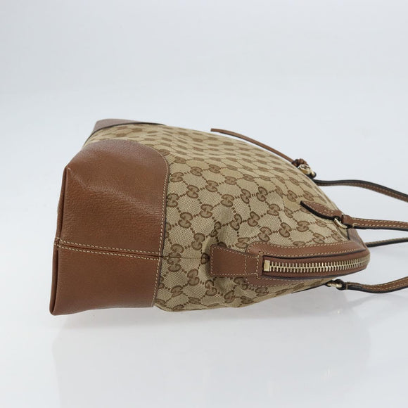 GUCCI GG Canvas Tote Bag Beige Gold 323673 Auth BA8793