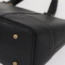 BURBERRY Tote Bag Leather Black Gold Auth BA8801-14