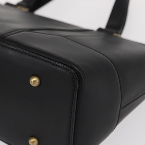 BURBERRY Tote Bag Leather Black Gold Auth BA8801