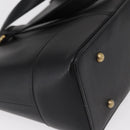 BURBERRY Tote Bag Leather Black Gold Auth BA8801-15