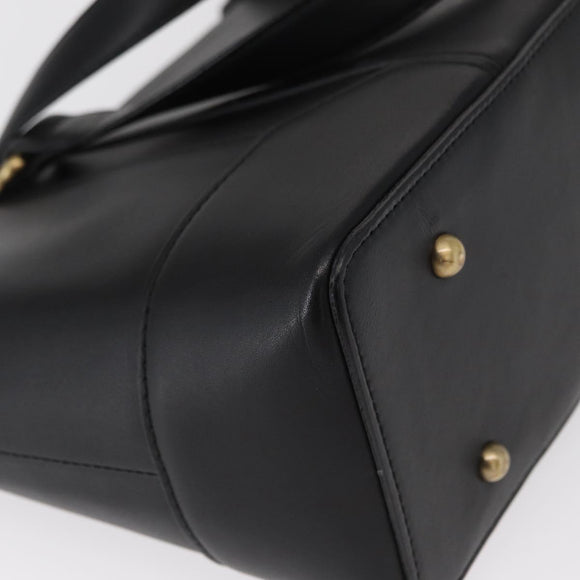 BURBERRY Tote Bag Leather Black Gold Auth BA8801