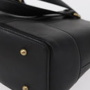 BURBERRY Tote Bag Leather Black Gold Auth BA8801-16