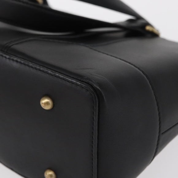 BURBERRY Tote Bag Leather Black Gold Auth BA8801