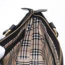BURBERRY Tote Bag Leather Black Gold Auth BA8801-18