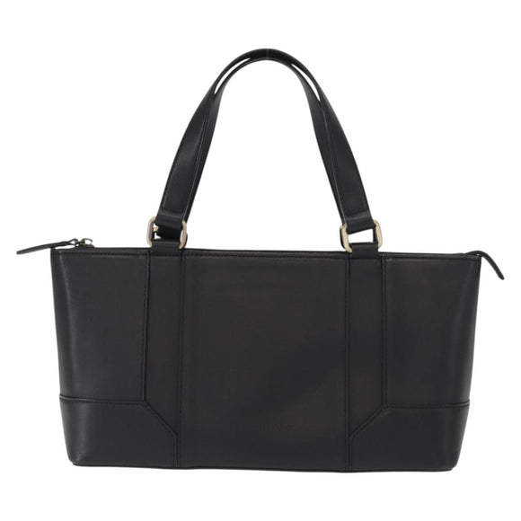BURBERRY Tote Bag Leather Black Gold Auth BA8801