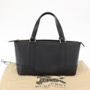 BURBERRY Tote Bag Leather Black Gold Auth BA8801-12