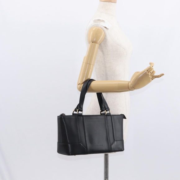 BURBERRY Tote Bag Leather Black Gold Auth BA8801