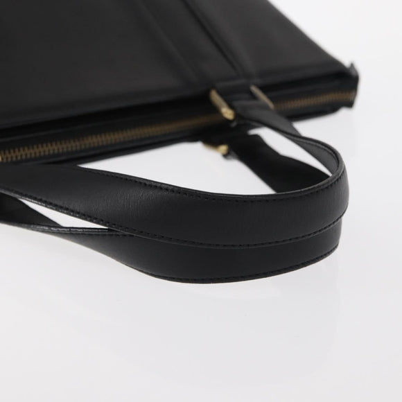 BURBERRY Tote Bag Leather Black Gold Auth BA8801