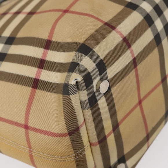 BURBERRY Nova Check Hand Bag PVC Beige Auth BA8803