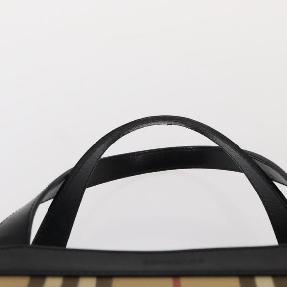 BURBERRY Nova Check Hand Bag PVC Beige Auth BA8803