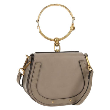 Chloe Nile Hand Bag Leather 2way Beige Gold Auth BA8804V