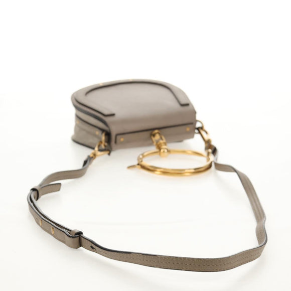 Chloe Nile Hand Bag Leather 2way Beige Gold Auth BA8804V