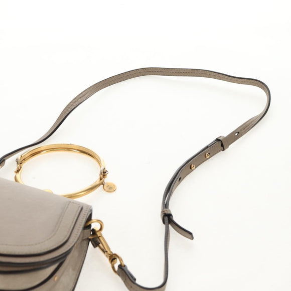 Chloe Nile Hand Bag Leather 2way Beige Gold Auth BA8804V