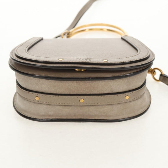 Chloe Nile Hand Bag Leather 2way Beige Gold Auth BA8804V