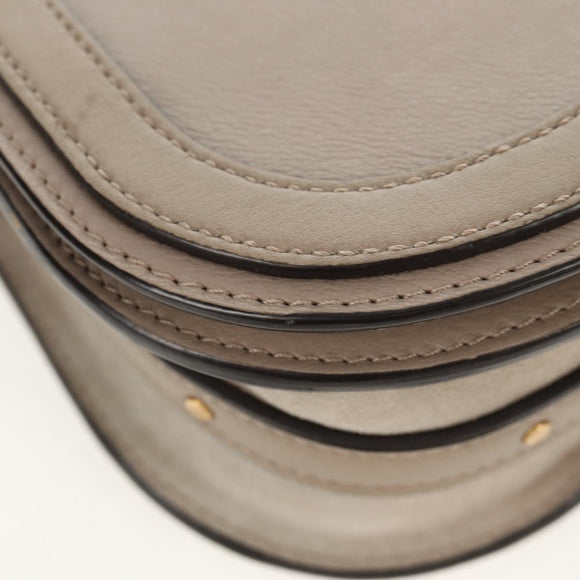 Chloe Nile Hand Bag Leather 2way Beige Gold Auth BA8804V