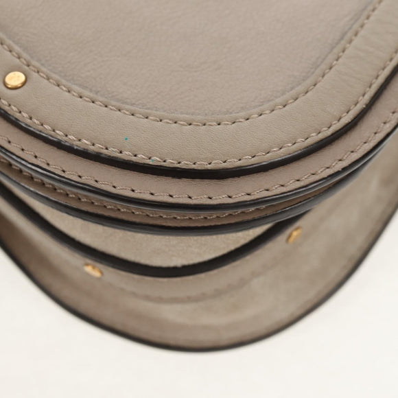 Chloe Nile Hand Bag Leather 2way Beige Gold Auth BA8804V