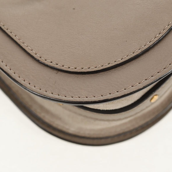 Chloe Nile Hand Bag Leather 2way Beige Gold Auth BA8804V