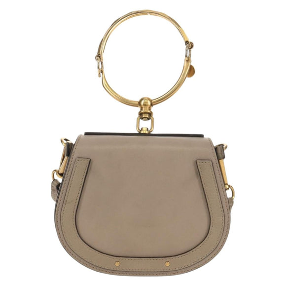 Chloe Nile Hand Bag Leather 2way Beige Gold Auth BA8804V