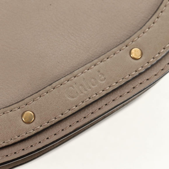 Chloe Nile Hand Bag Leather 2way Beige Gold Auth BA8804V