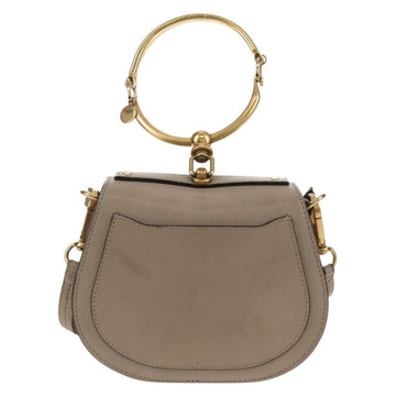 Chloe Nile Hand Bag Leather 2way Beige Gold Auth BA8804V - 0