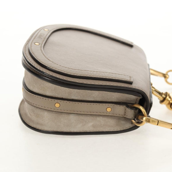 Chloe Nile Hand Bag Leather 2way Beige Gold Auth BA8804V