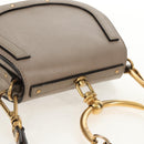 Chloe Nile Hand Bag Leather 2way Beige Gold Auth BA8804V-14