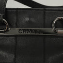 CHANEL Choco Bar Tote Bag Caviar Skin Black CC Auth BA881-10