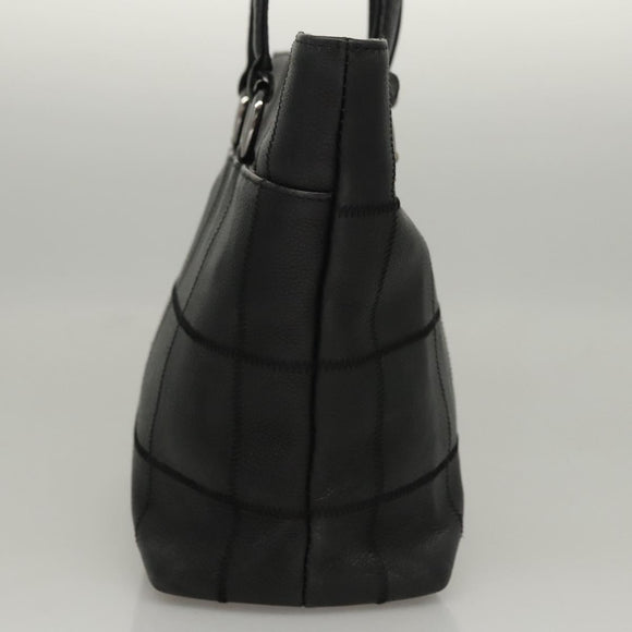 CHANEL Choco Bar Tote Bag Caviar Skin Black CC Auth BA881