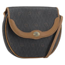 Christian Dior Honeycomb Canvas Shoulder Bag PVC Black Gold Auth BA8817-1