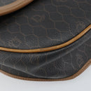 Christian Dior Honeycomb Canvas Shoulder Bag PVC Black Gold Auth BA8817-11