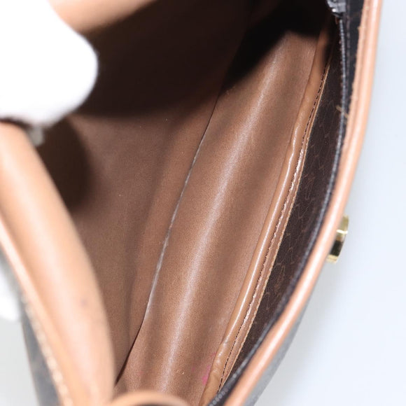 Christian Dior Honeycomb Canvas Shoulder Bag PVC Black Gold Auth BA8817